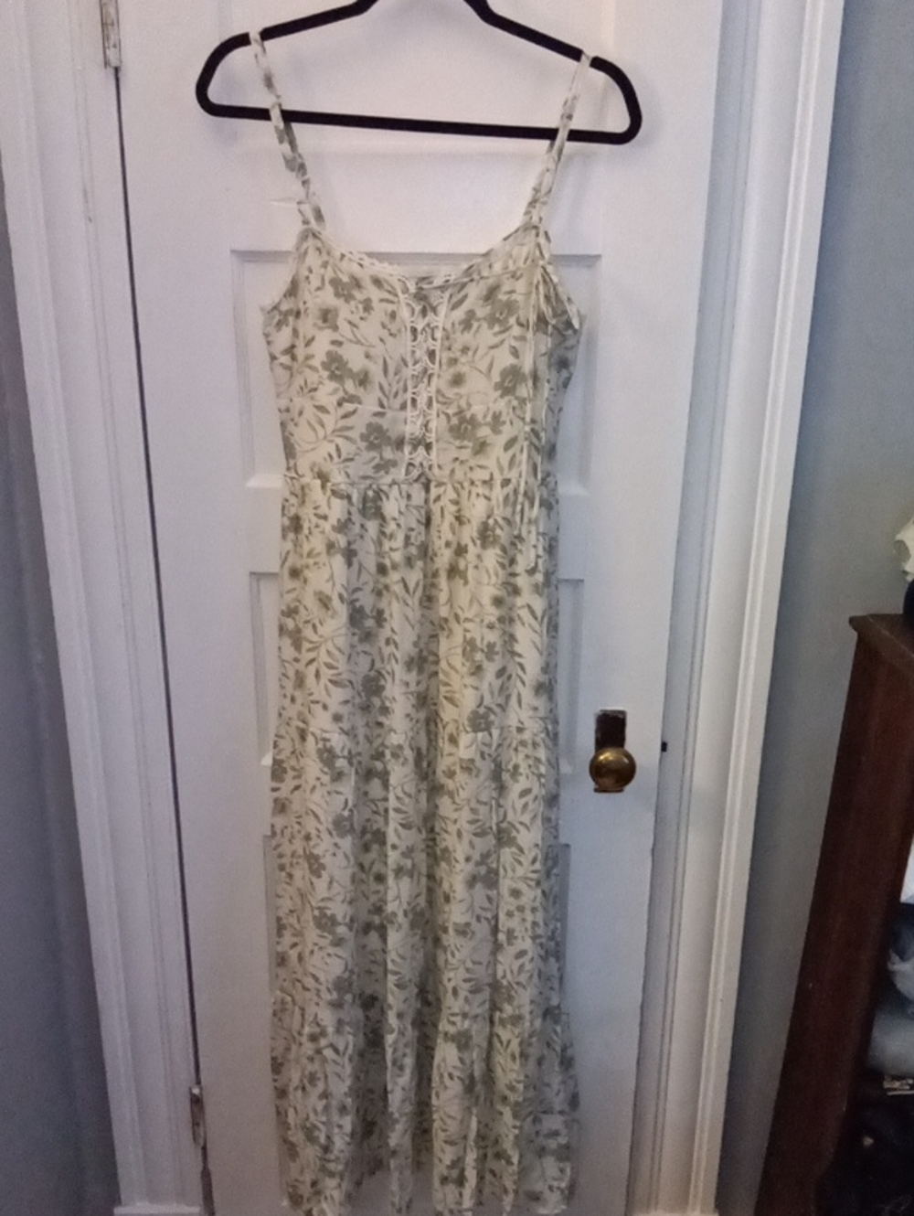 Floral Lace-Up Maxi Dress